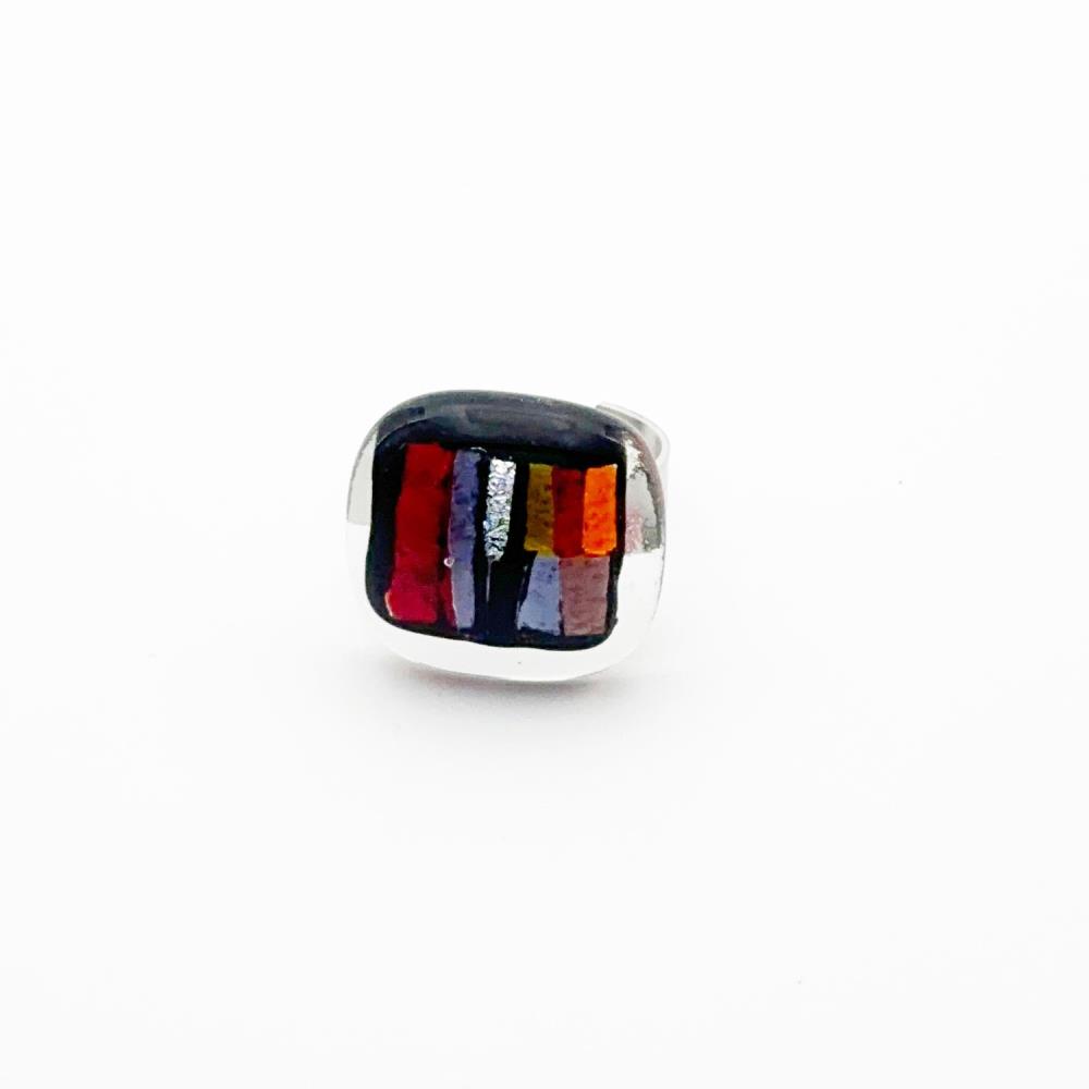 Indian Ring Glasschmuck eckig [rot, lila, gold]