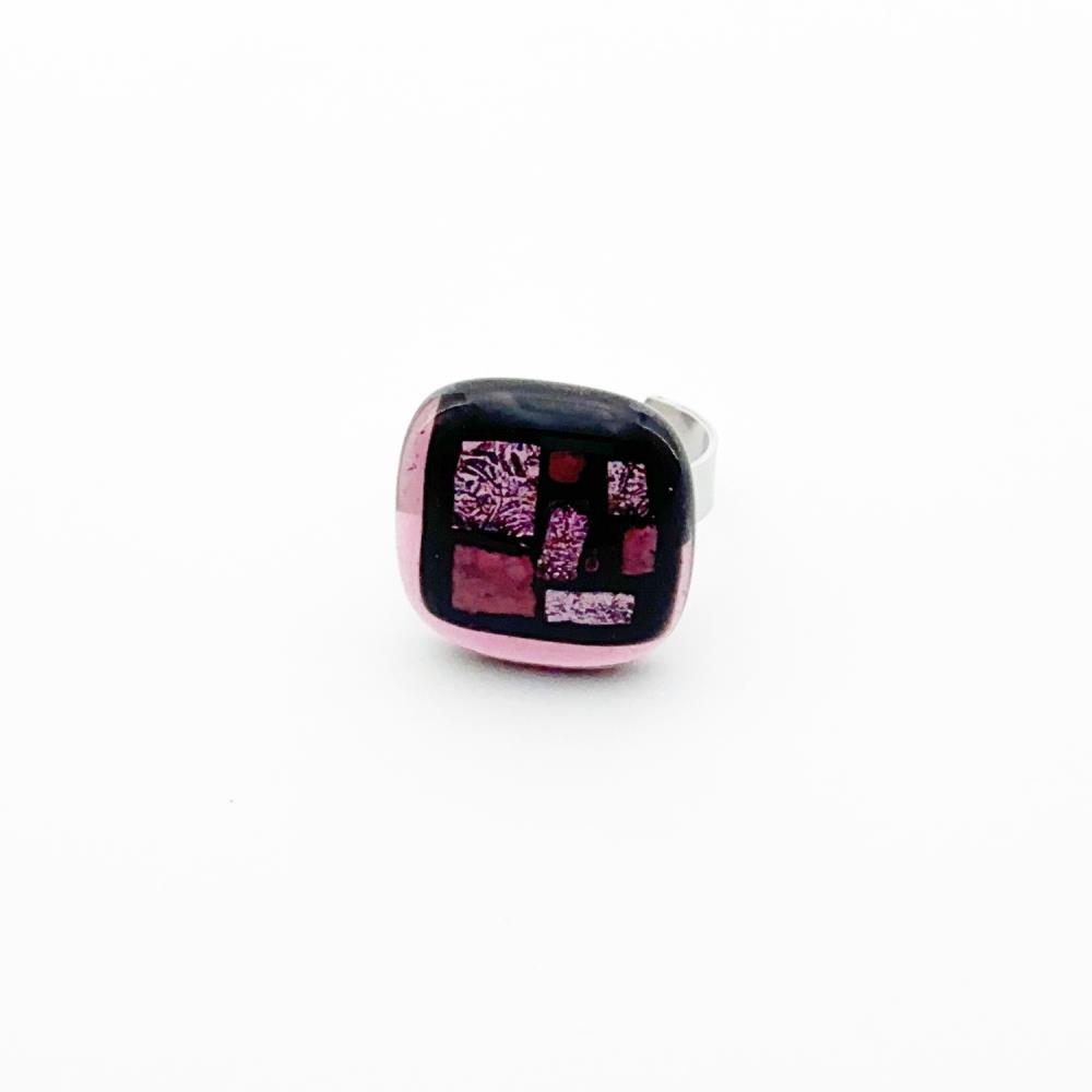 Claret Ring Glasschmuck eckig [violet]